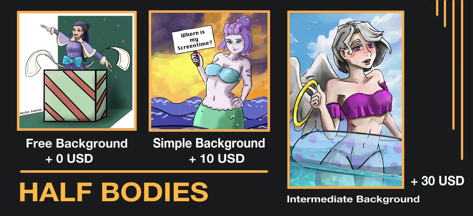 Half Bodies & Backgrounds