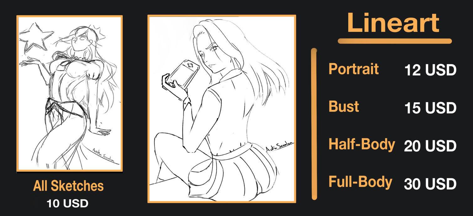Sketches/Lineart Price Sheet